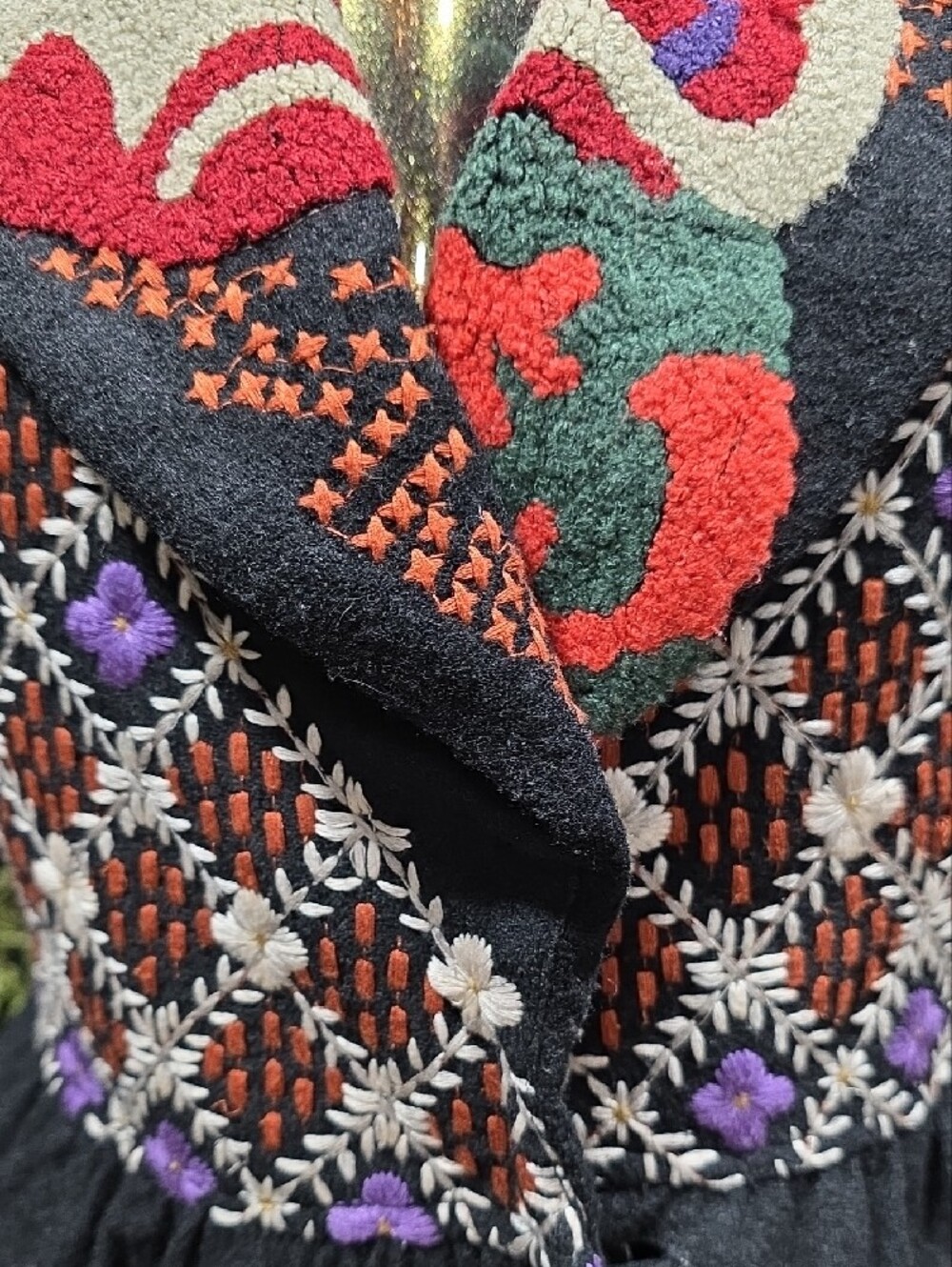 RARE! Hazel Black Embroidered Shawl Collar Blazer with Multicolor Accents - Picture 9 of 15